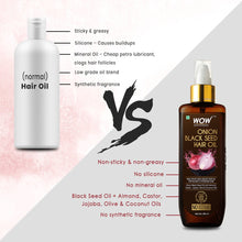 Load image into Gallery viewer, WOW Skin Science Onion Black Seed Hair Oil - Controls Hair Fall - No Mineral Oil, Silicones & Synthetic Fragrance - 200 ml