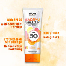 Load image into Gallery viewer, WOW Skin Science AM2PM SPF50 Water Resistant No Parabens & Mineral Oil Sunscreen Lotion - 100 ml